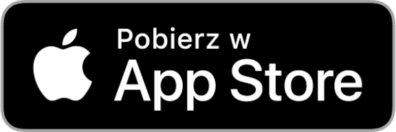 Przycisk do pobrania aplikacji Pjazdy w sklepie Apple App Store.